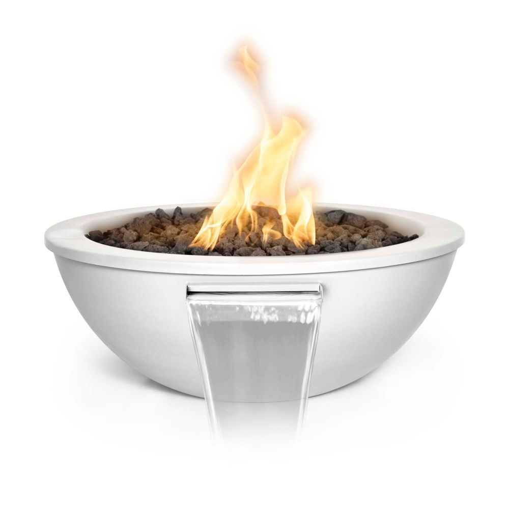 The Outdoors Plus OPT-27RPCFWE12V-BLK-LP 27" Sedona Powder Coated Fire and Water Bowl - 12V Electronic Ignition - Black Powder Coat - Liquid Propane